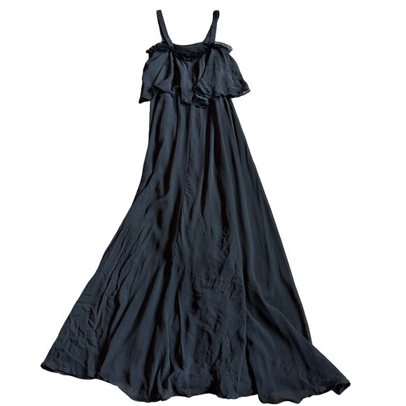 Uli Herzner Dresses & Skirts - Uli Herzner Black Flowy Maxi Dress Sleeveless Lace Trim Party Size Small Medium